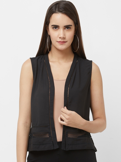 

109F Women Black Solid Shrug
