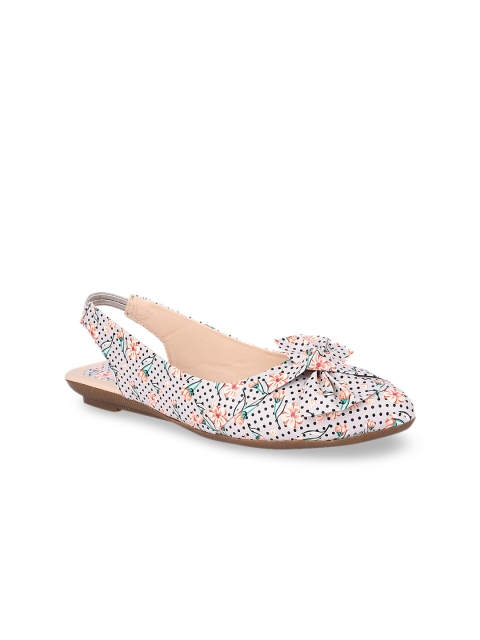 

Shoetopia Women Cream-Coloured Printed Ballerinas