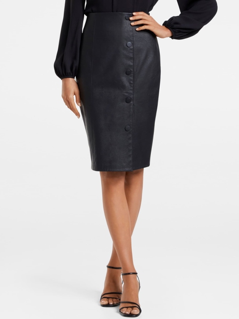 

Forever New Women Black Solid Knee-Length Pencil-Skirt