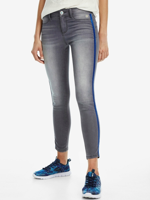 

Desigual Women Grey Skinny Fit Low-Rise Clean Look Stretchable Jeans