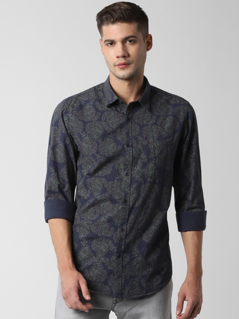 

Peter England Casuals Men Navy Blue & Green Printed Slim Fit Casual Shirt