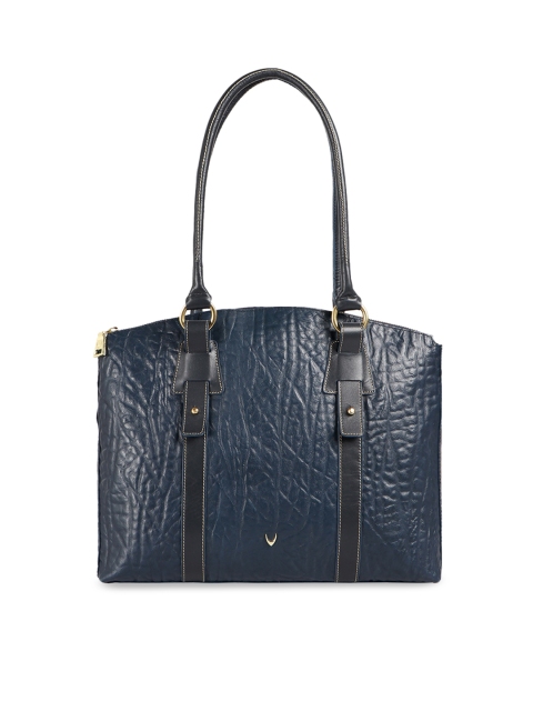 

Hidesign Blue Elephant Skin Textured Leather Shoulder Bag