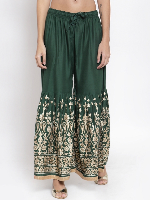 

Clora Creation Women Green & Beige Printed Flared Palazzos