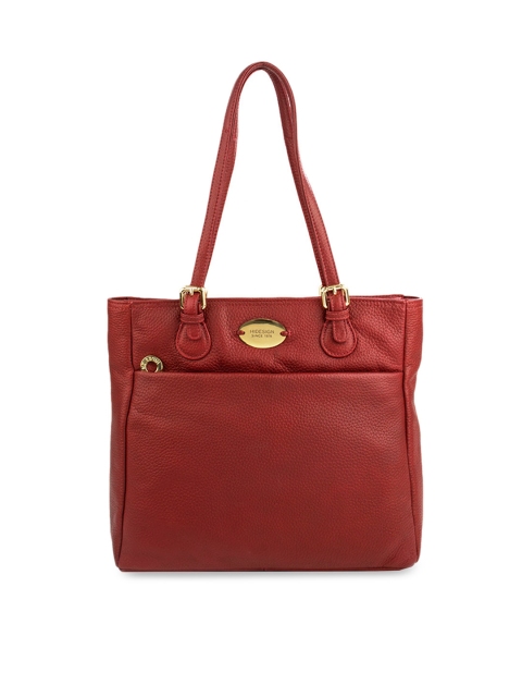 

Hidesign Red Solid Leather Handheld Bag