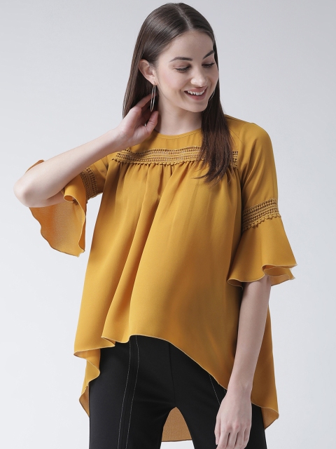 

Texco Women Mustard Yellow Solid High-Low Top