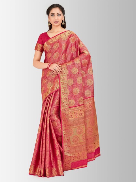

MIMOSA Pink Art Silk Woven Design Kanjeevaram Saree