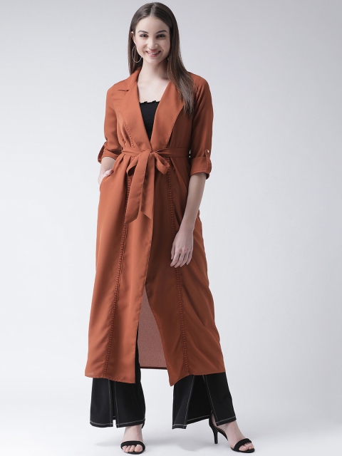 

Texco Women Rust Brown Solid Open Front Shrug
