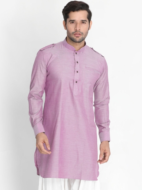 

VASTRAMAY Men Purple Solid Straight Kurta