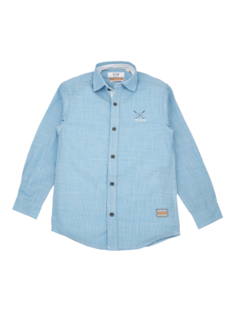 

UF CLUB Boys Blue Comfort Regular Fit Self Design Casual Shirt