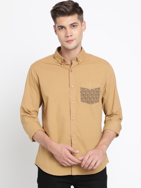 

TED HARBOR Men Beige Slim Fit Solid Casual Shirt