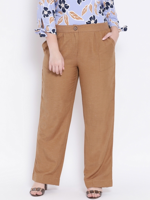 

Oxolloxo Women Brown Regular Fit Solid Parallel Trousers