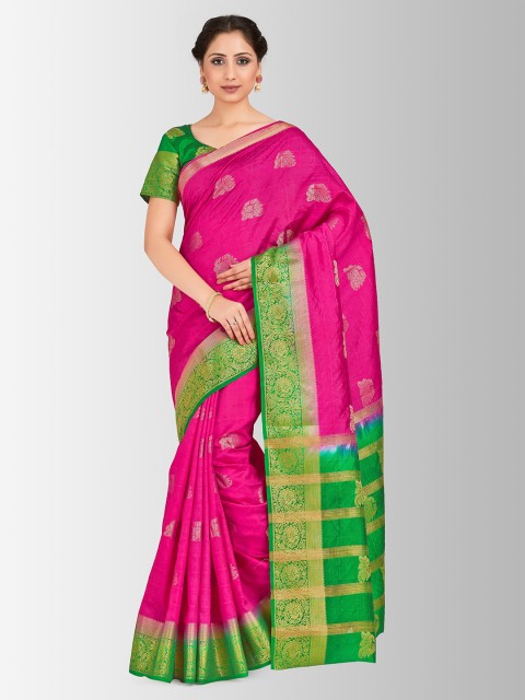 

MIMOSA Pink Art Silk Woven Design Kanjeevaram Saree