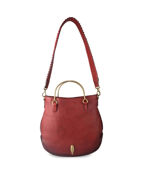 

Hidesign Red Solid Handheld Leather Bag