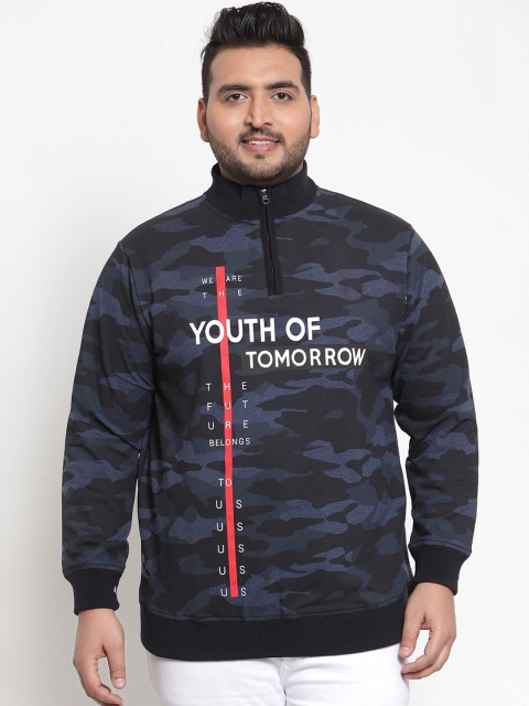 

plusS Men Black Printed Sweatshirt