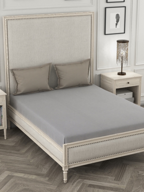 

Ariana Grey & Taupe Striped 210 TC Cotton 1 King Bedsheet with 2 Pillow Covers