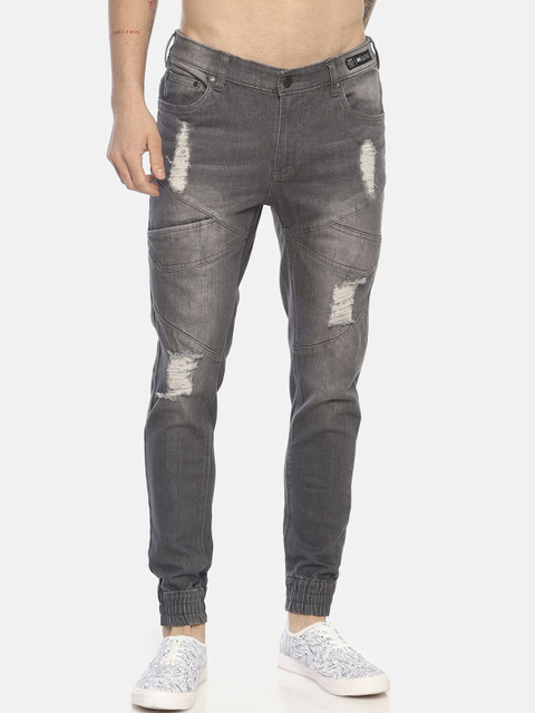 

KULTPRIT Men Grey Skinny Fit Mid-Rise Highly Distressed Stretchable Jogger Jeans