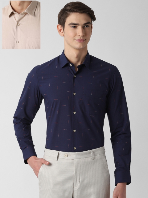 

Peter England MenPack of 2 Formal Shirts, Navy blue