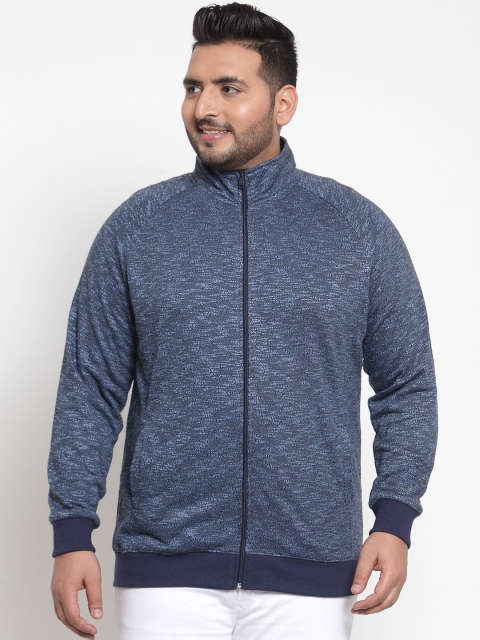 

plusS Men Blue Solid Bomber Jacket