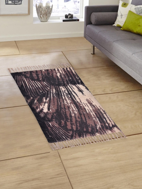 

EverHOME Brown & Black Printed Pure Cotton No-Shredding Dhurrie
