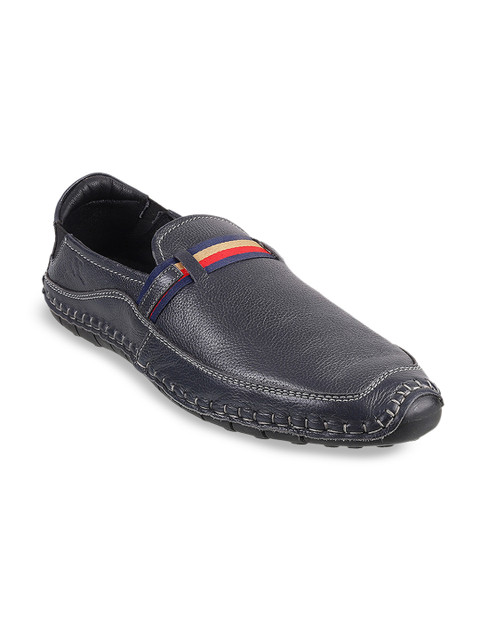 

Mochi Men Blue Solid Leather Slip-On Sneakers