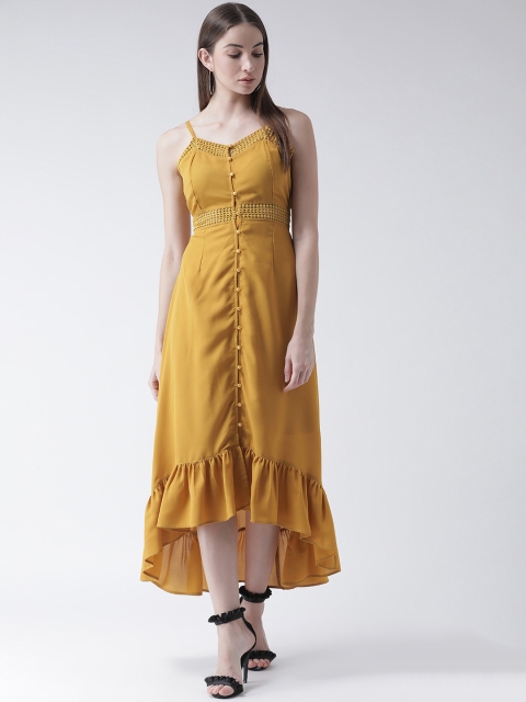 

Texco Women Mustard Solid Empire Dress