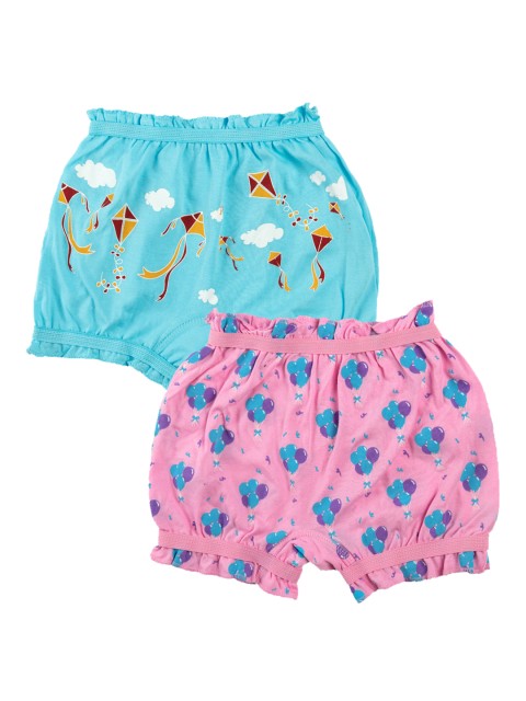 

You Got Plan B Girls Pack of 2 Printed Knitted Bloomers BL-FlyHigh, Blue