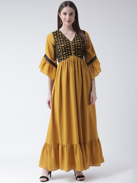 

Texco Women Mustard Embellished Maxi Dress