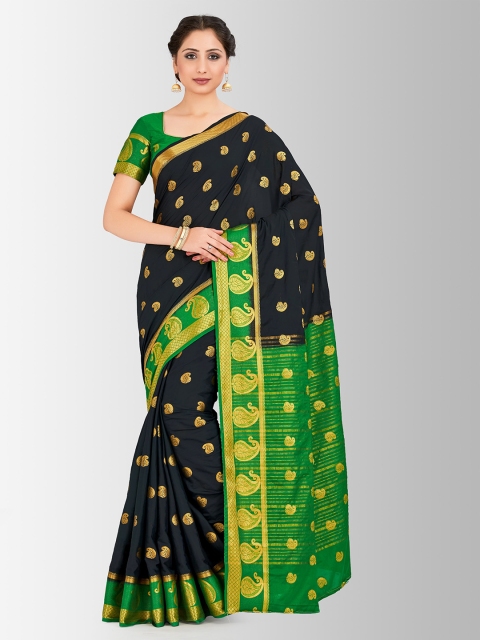 

MIMOSA Black Crepe Woven Design Mysore Silk Saree