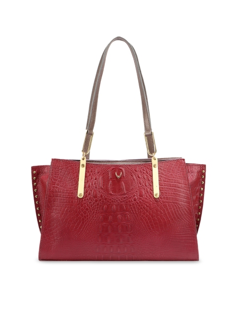 

Hidesign Red Crocodile Skin Textured Leather Shoulder Bag
