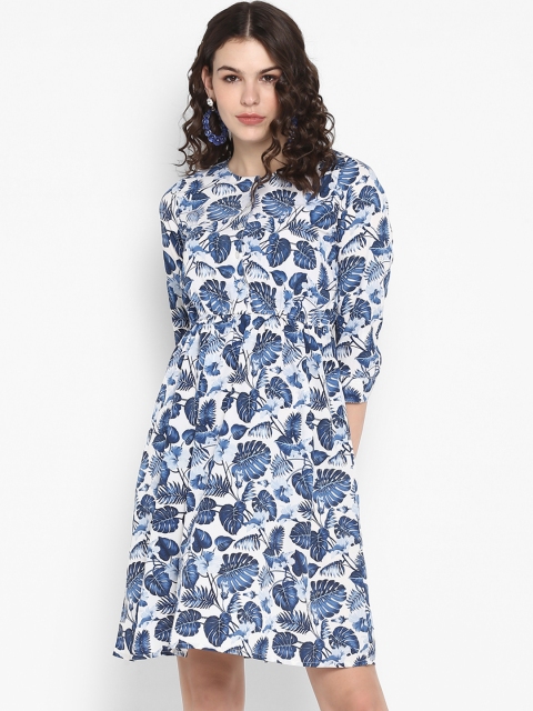 

The Vanca Women Off-White Floral Printed Fit and Flare Dress