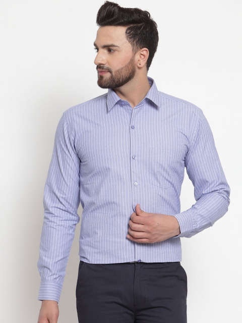

Hancock Men Blue & White Slim Fit Striped Formal Shirt