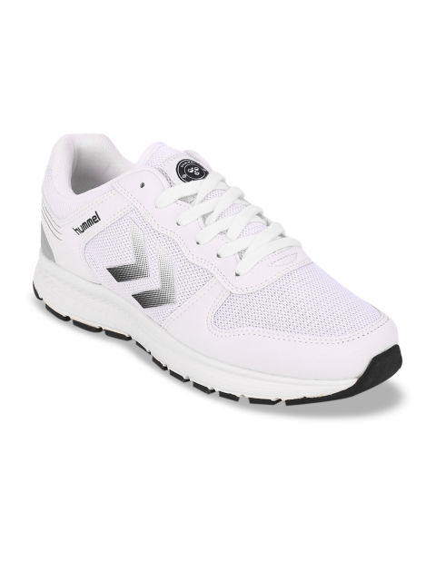 

hummel Unisex White Woven Design Mesh Mid-Top Sneakers