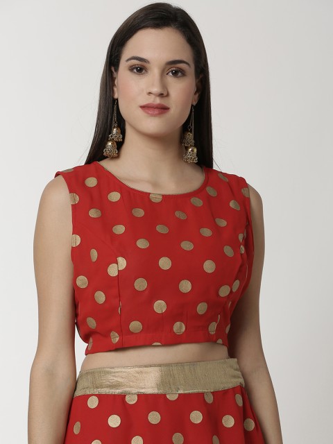 

De Moza Women Maroon Printed Ethnic Crop Top