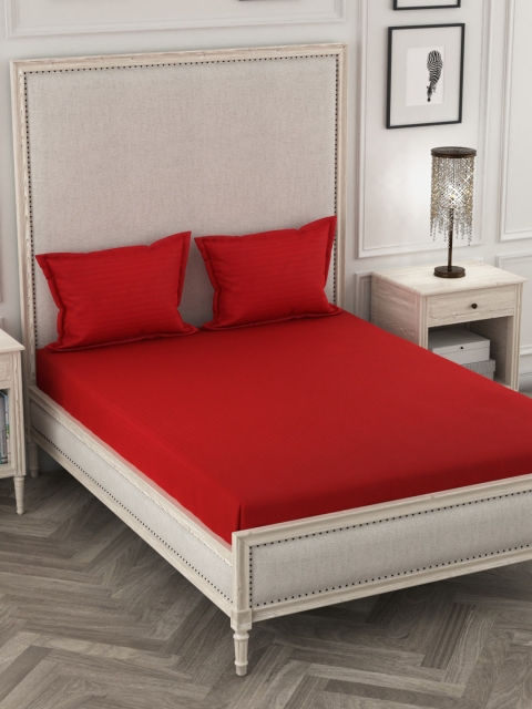 

Ariana Red Striped 210 TC Cotton 1 King Bedsheet with 2 Pillow Covers