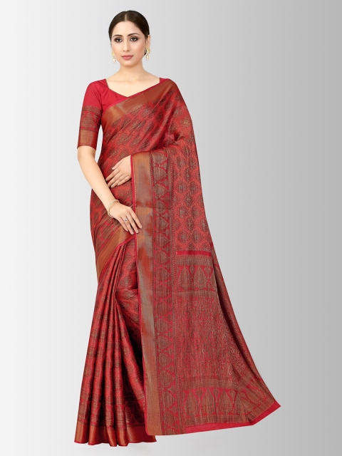 

MIMOSA Rust Red Art Silk Woven Design Kanjeevaram Saree