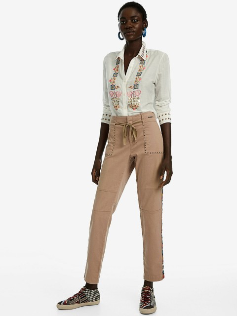 

Desigual Women Brown Straight Fit Solid Regular Trousers