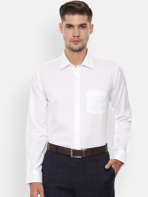 Van Heusen Men White Slim Fit Solid Formal Shirt