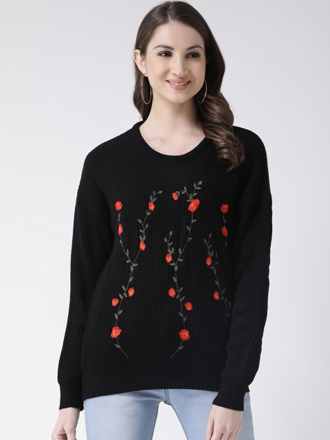 

Club York Women Black Embroidered Sweater