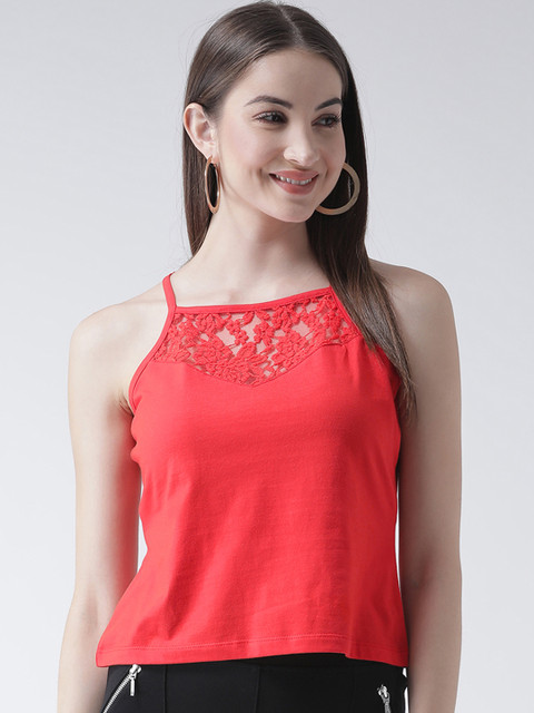 

Texco Women Red Solid Pure Cotton Top