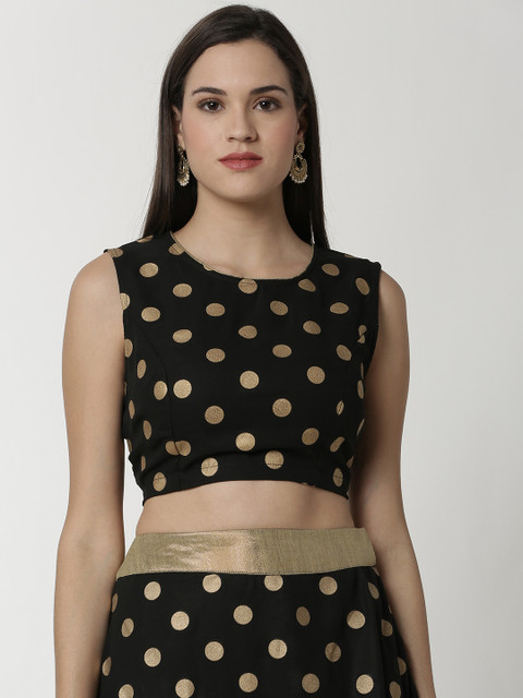 

De Moza Women Black Printed Ethnic Crop Top