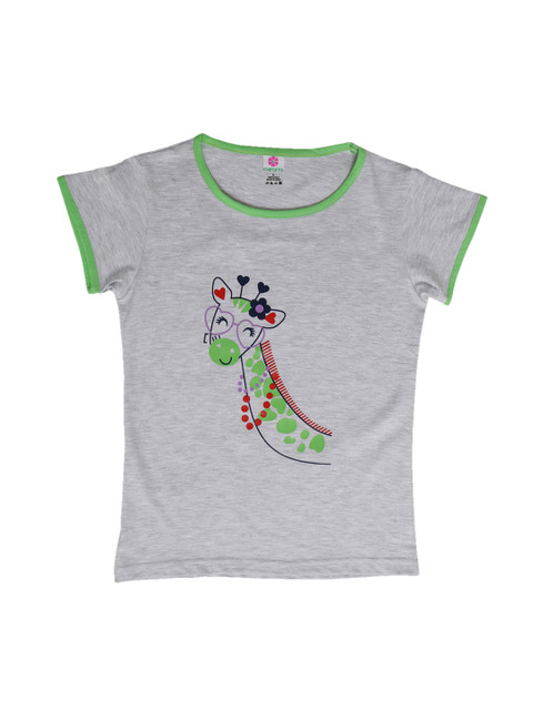 

Chipbeys Girls Grey Printed Round Neck T-shirt