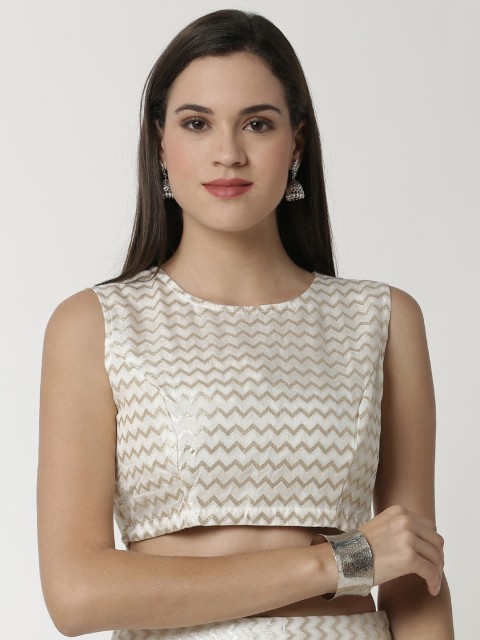 

De Moza Women Off-White Printed Ethnic Crop Top