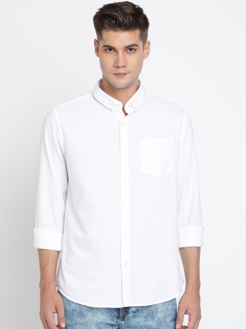 

TED HARBOR Men White Slim Fit Solid Casual Shirt