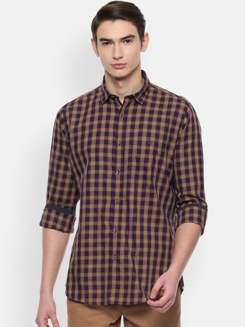 

Van Heusen Sport Men Navy Blue & Brown Slim Fit Checked Casual Shirt