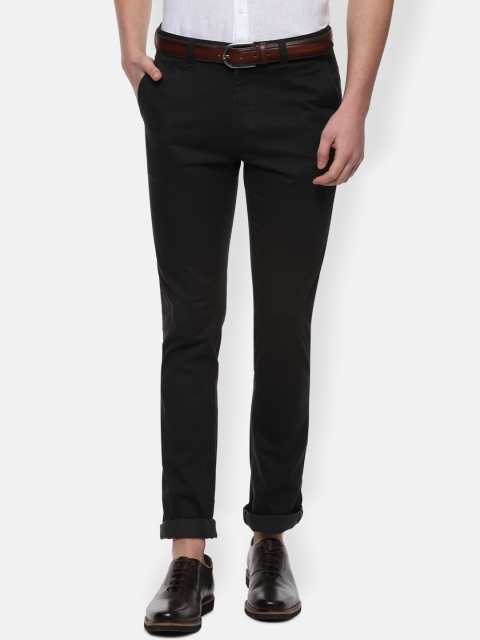 

V Dot Men Black Slim Fit Self Design Regular Trousers