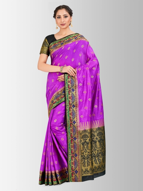 

MIMOSA Purple Art Silk Woven Design Kanjeevaram Saree