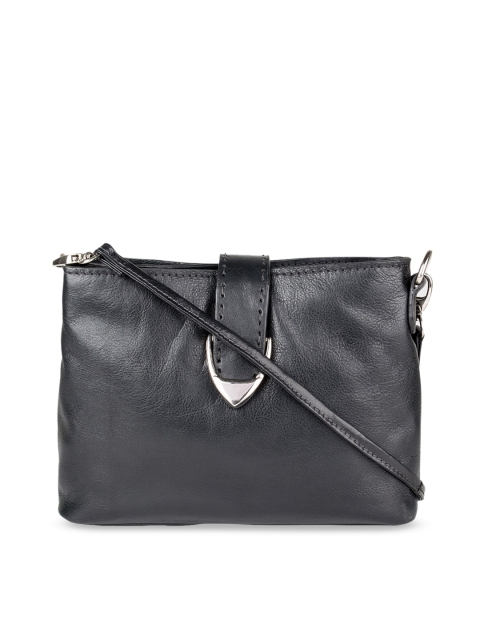 Hidesign Black Solid Leather Sling Bag
