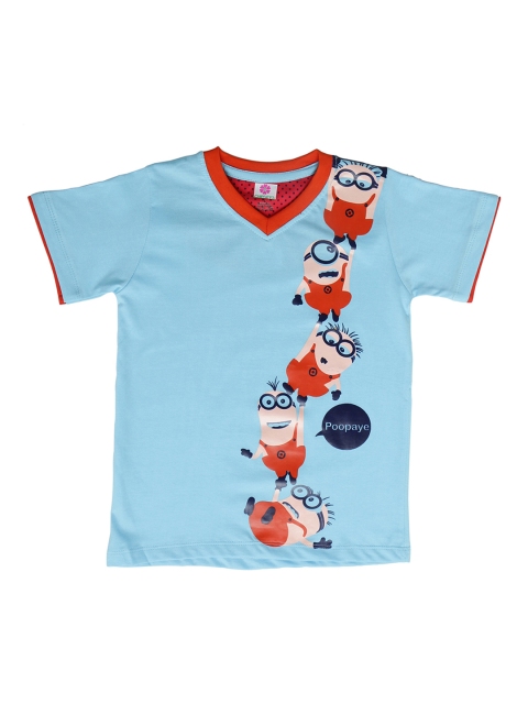 

Chipbeys Boys Turquoise Blue Printed V-Neck T-shirt