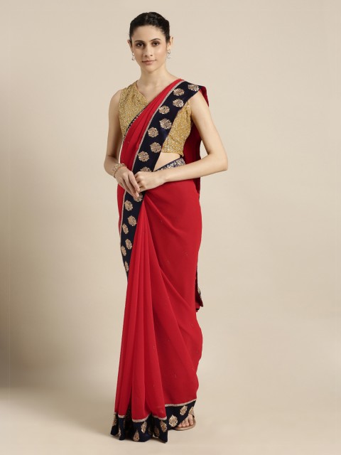 

Mitera Red & Black Poly Chiffon Embellished Saree