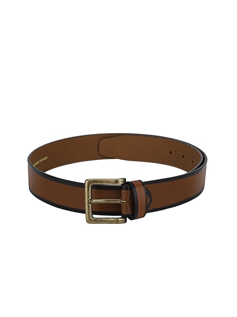 

Red Tape Men Tan Brown & Black Solid Leather Belt